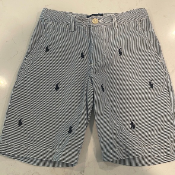 Boys Polo Navy Striped and Pony Shorts size 6 - Picture 1 of 3